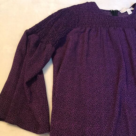Michael Kors Purple & Black Gathered Bodice Blouse - Picture 5 of 15